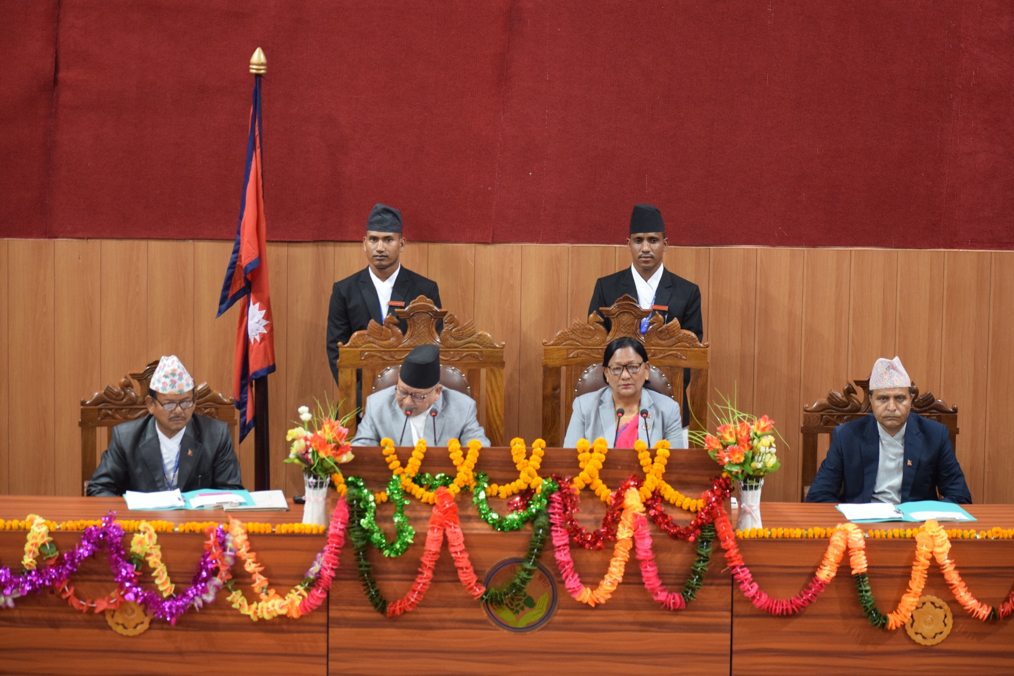 In the fifth meeting of the second session of the second term of the Karnali State Assembly, Karnali State Government's A.V. Pictures of the policy and program of 2080/81 being presented by the honorable provincial chief.